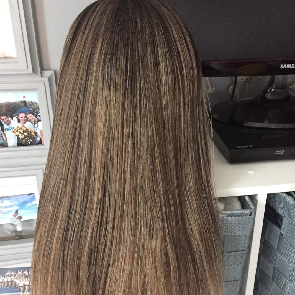 Ash blonde/brown swisslace front wig